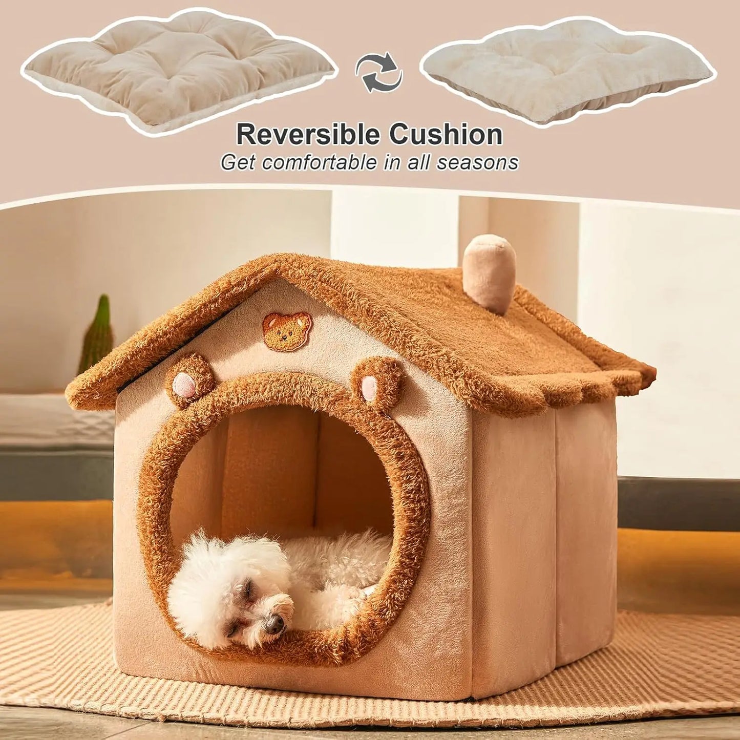Foldable Pet House Removable Dog Bed Washable Cat House Puppy