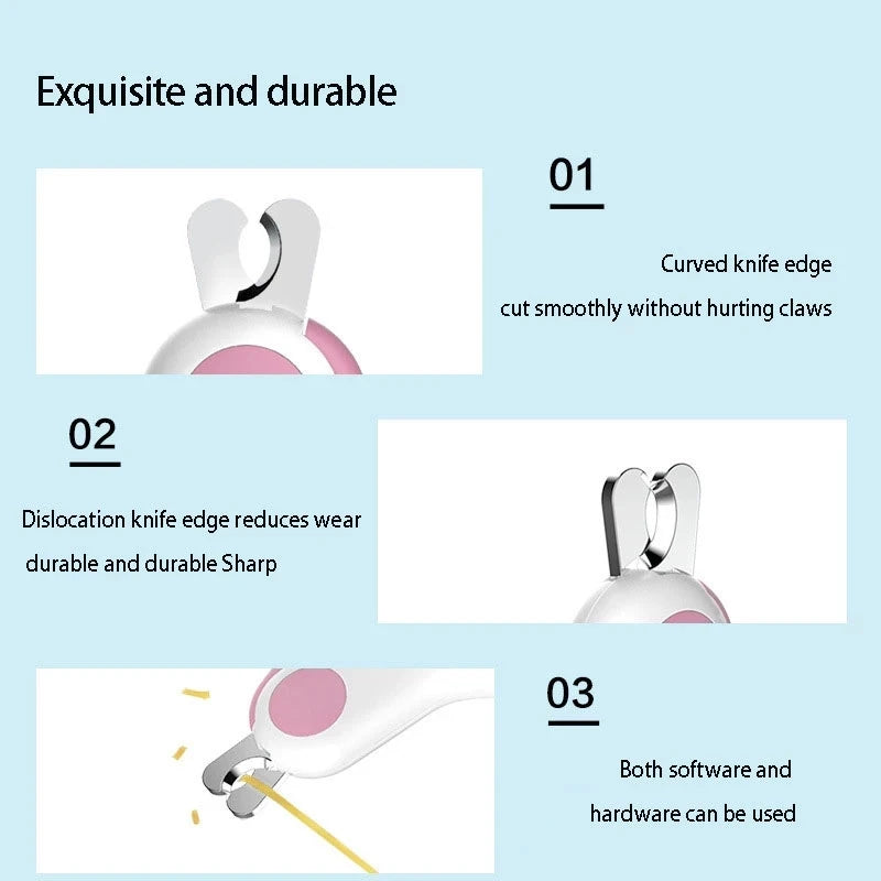 Cat Dog Nail Clipper Cutter Professional Pet Claw Trimmer with LED Light and Safety Lock