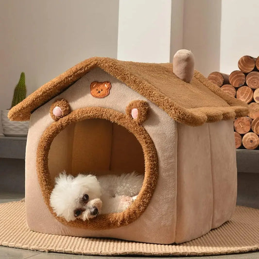 Foldable Pet House Removable Dog Bed Washable Cat House Puppy